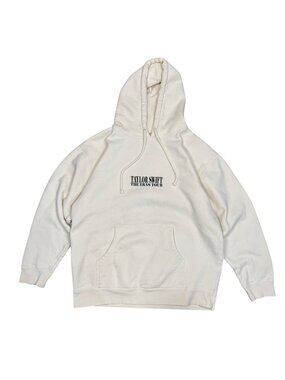 Taylor Swift Eras Tour Hoodie Large Cream Graphic Front & Back Cotton Blend